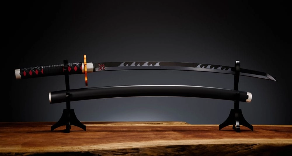 Demon Slayer: Kimetsu no Yaiba Proplica Replica 1/1 Nichirin Sword (Tanjiro Kamado) Kyojuro Rengokus Sword Gueard Ver. 88 cm